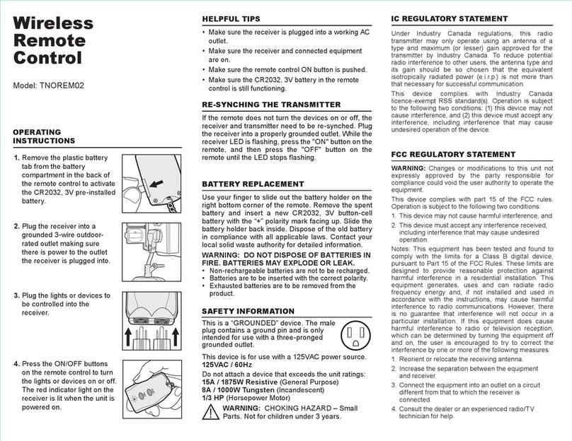 Prime TNOREM02 operating instructions