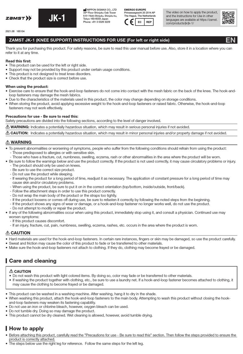 ZAMST JK-1 Instructions for use ZAMST JK-1 Instructions for use