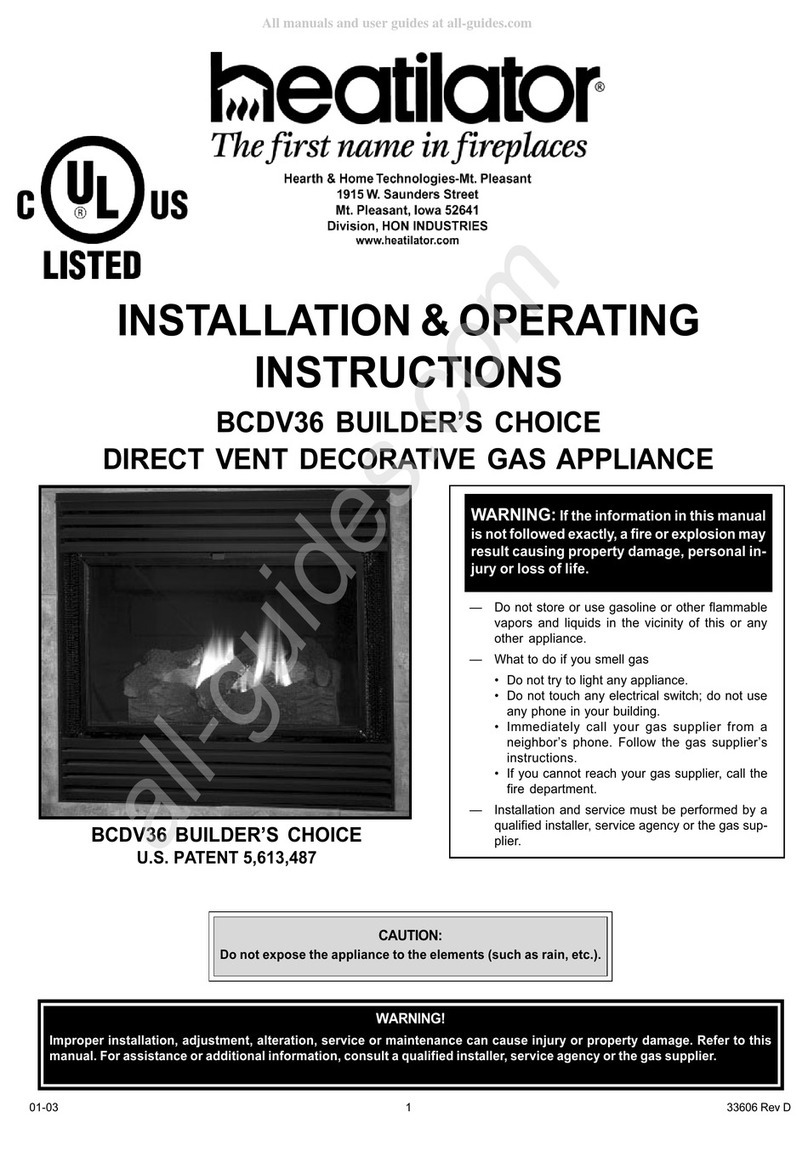 Heatilator Builder's Choice BCDV36 Installation & operating instructions