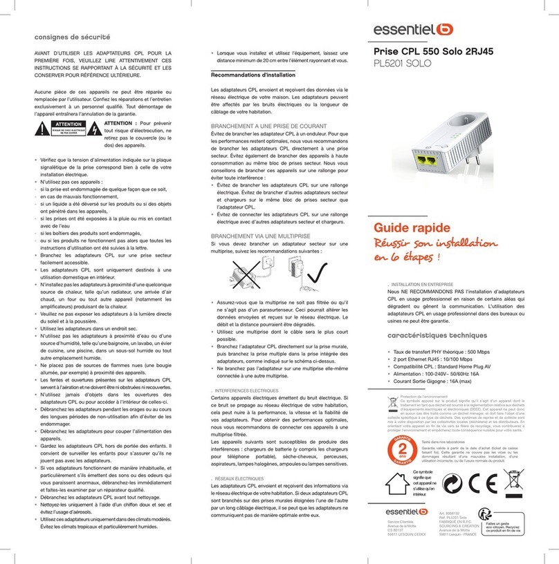 essentiel b Prise CPL 550 Guide