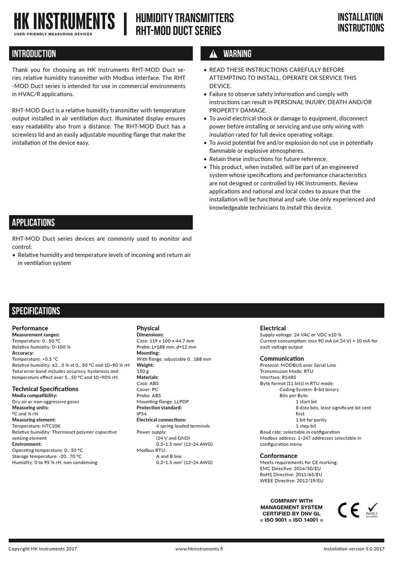 HK Instruments RHT-MOD Duct Series User manual