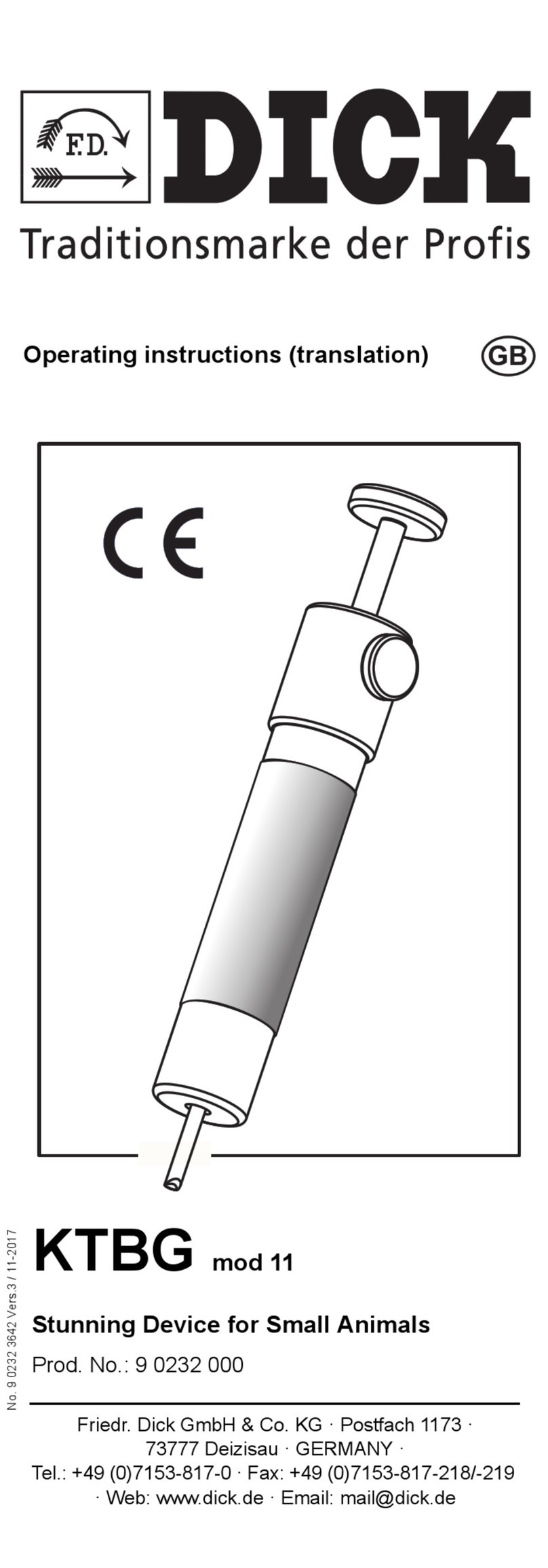 Dick KTBG 11 operating instructions