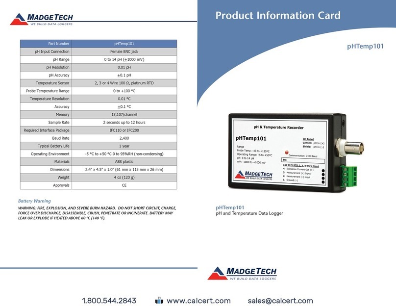 MadgeTech pHTemp101 Product Information Card