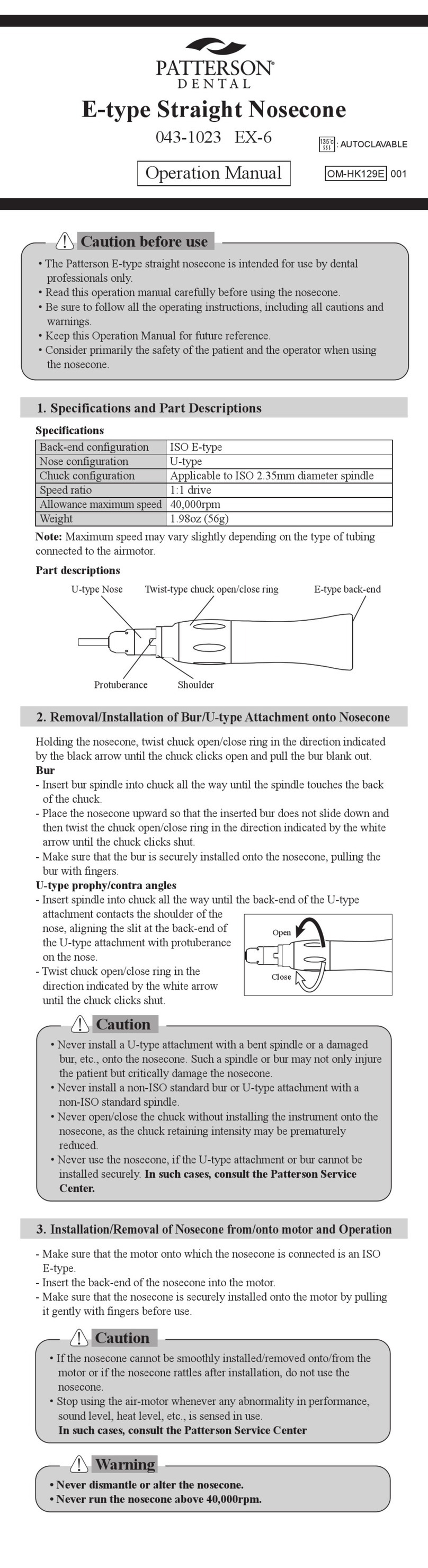 Patterson EX-6 Operation manual