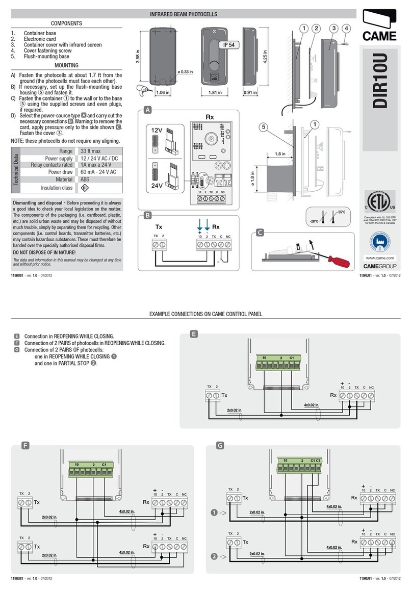 CAME DIR10U User manual