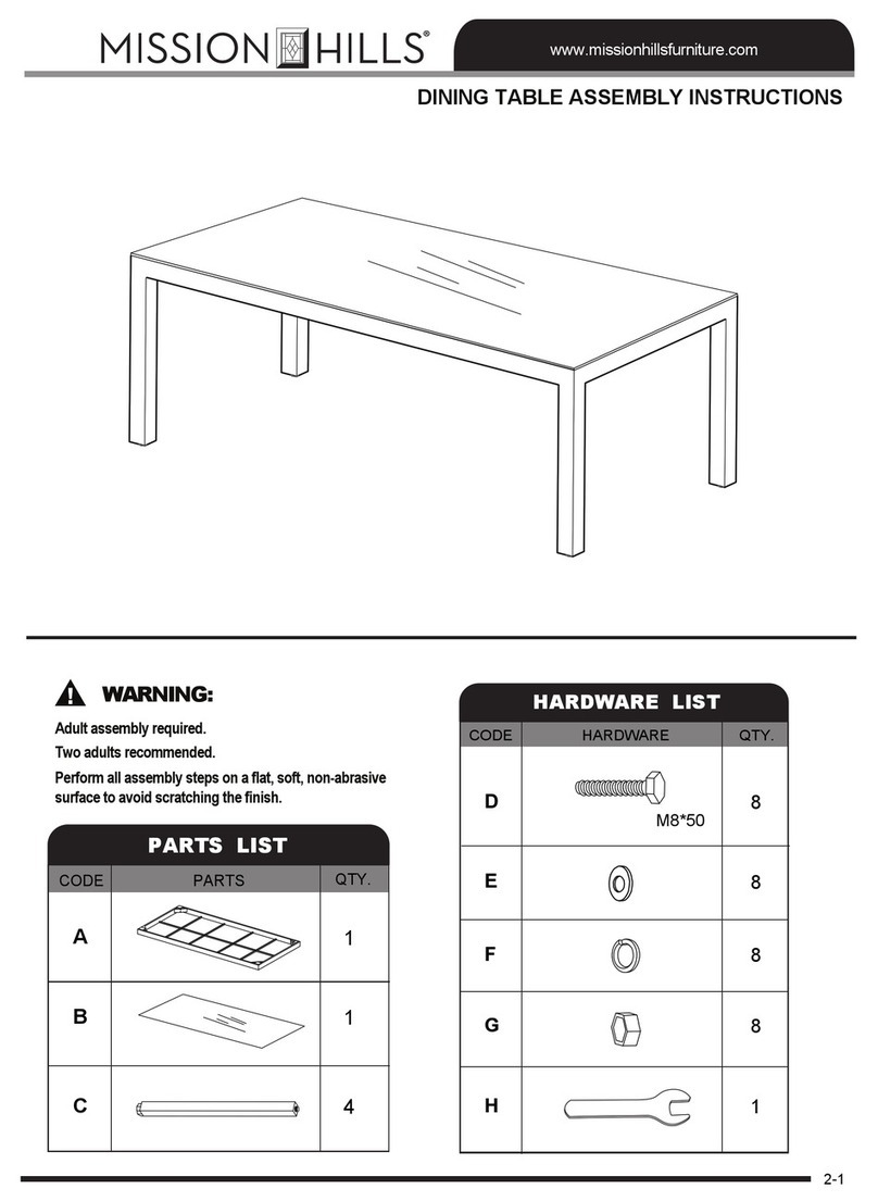 Mission Hills Kingston Dining Table Assembly instructions Mission Hills Kingston Dining Table Assembly instructions