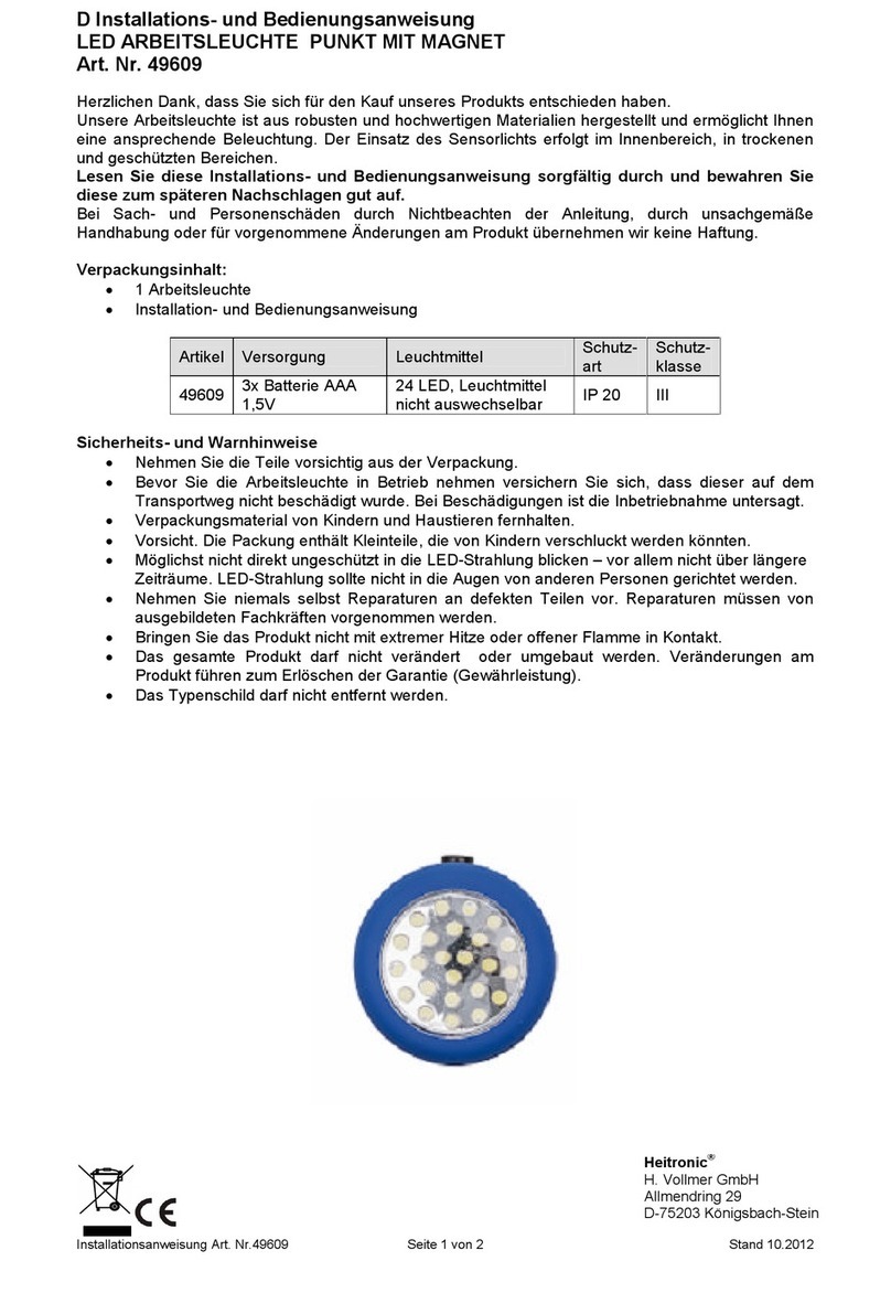 Heitronic 49609 Installation and operating instructions