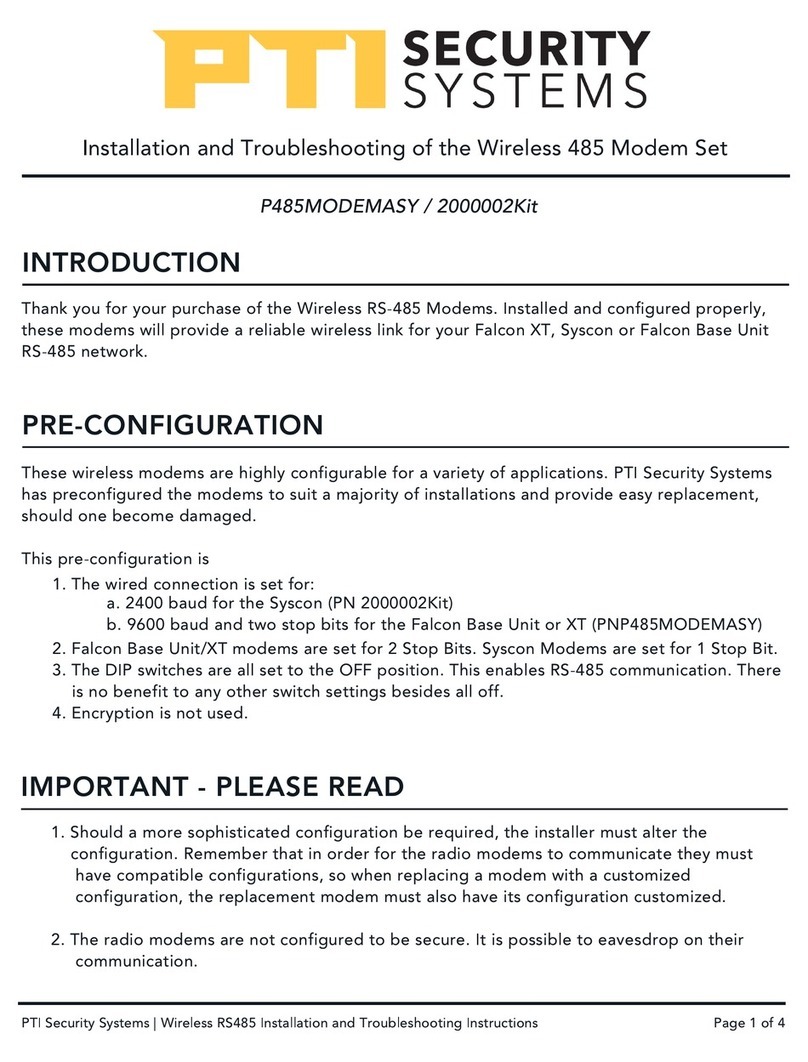PTI security systems 485 Installation and troubleshooting