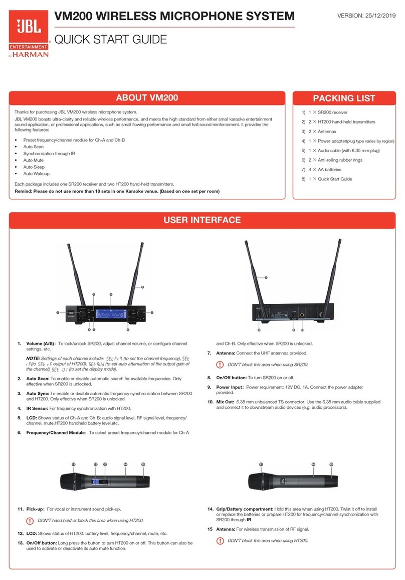 Harman JBL VM200 quick start guide
