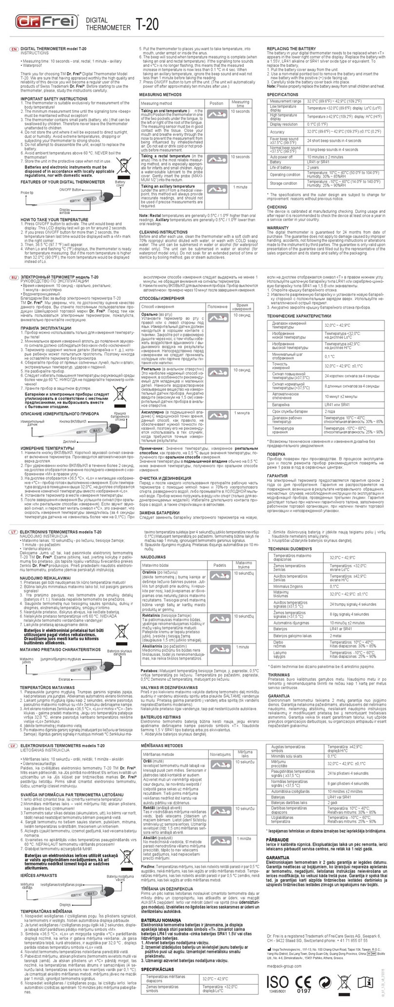 Dr.Frei T-20 User manual