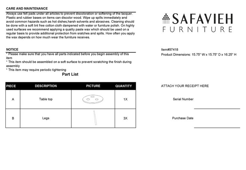 Safavieh Furniture 97418 quick start guide Safavieh Furniture 97418 quick start guide