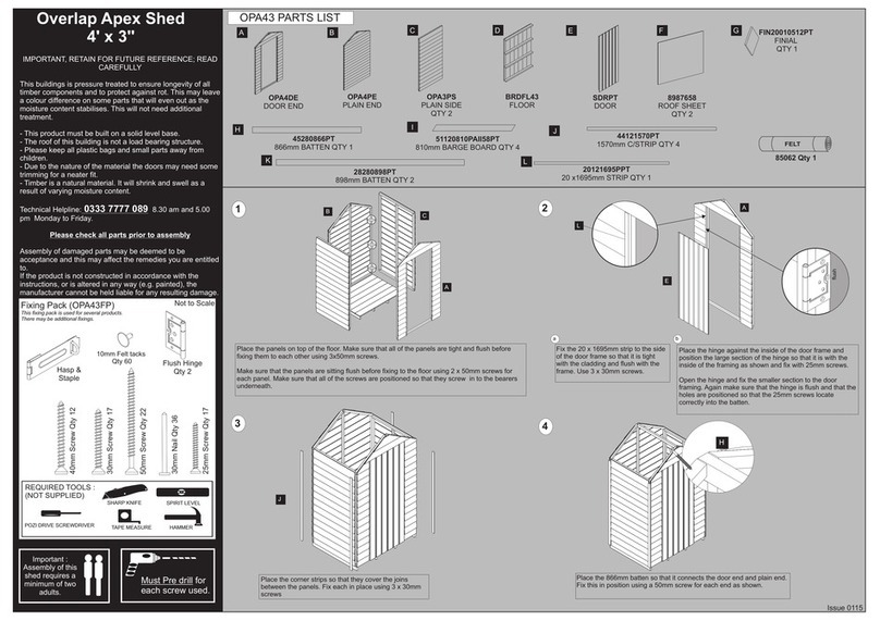 Forest garden Overlap Apex Shed 4x3 User manual