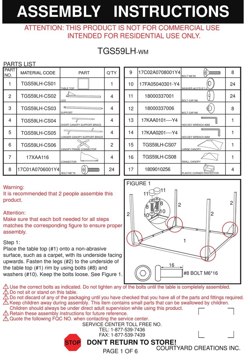 Courtyard Creations TGS59LH-WM Assembly instructions Courtyard Creations TGS59LH-WM Assembly instructions