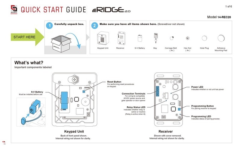 Security Brands RIDGE 14-REC20 quick start guide