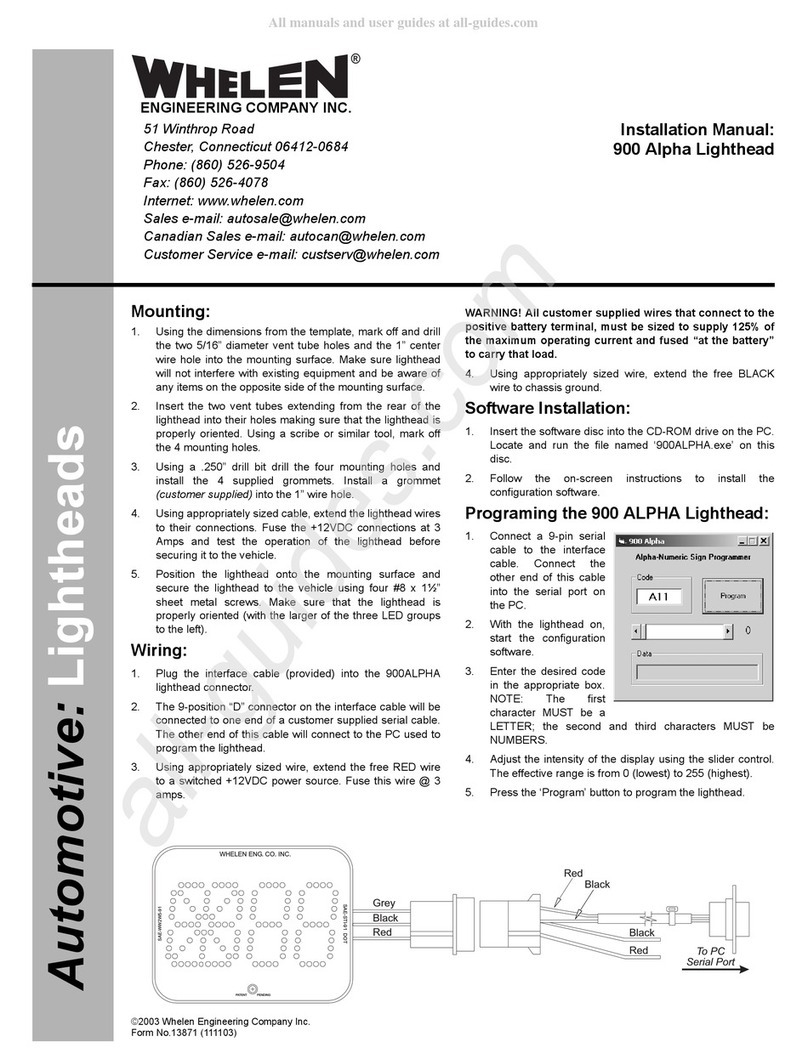 Whelen Engineering Company Alpha 900 Series instruction manual