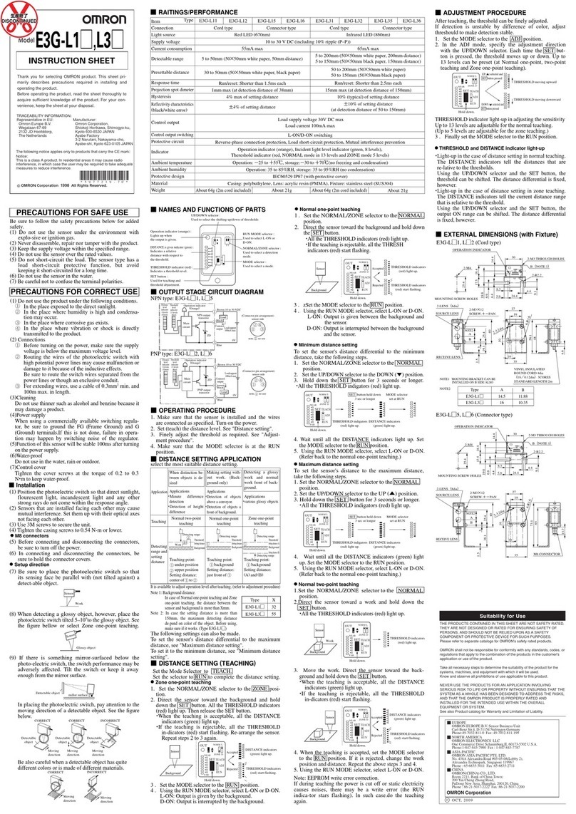 Omron E3G-L1 User manual
