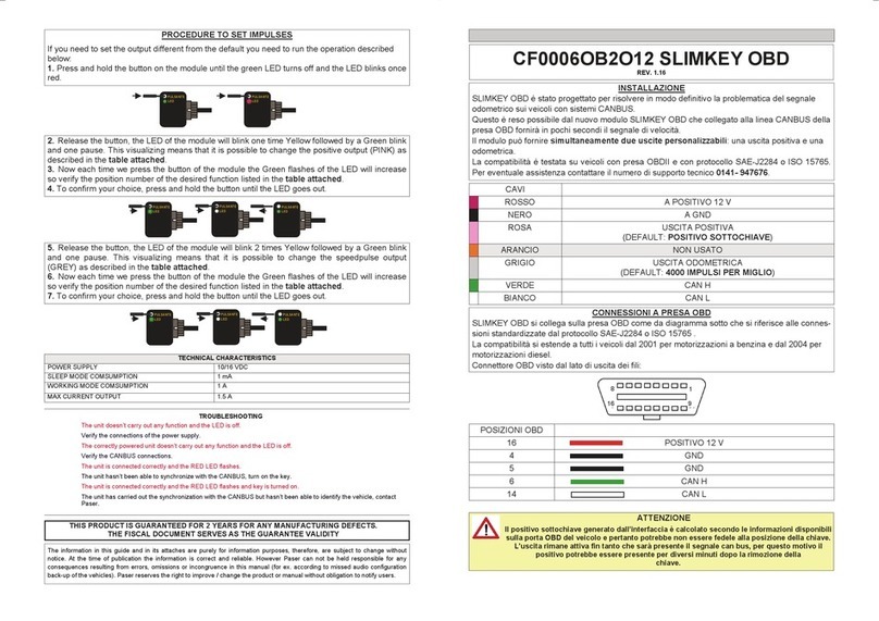 Paser SLIMKEY OBD User manual