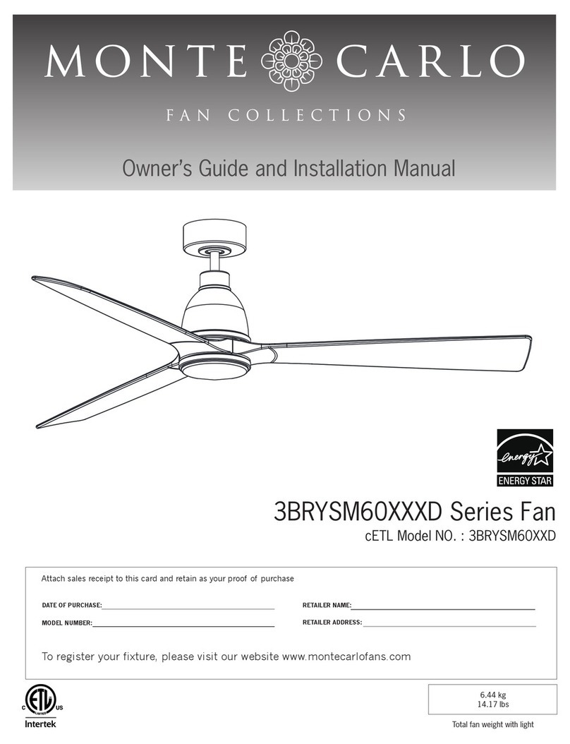 Monte Carlo Fan Company 3BRYSM60D Series Owner's guide and installation manual