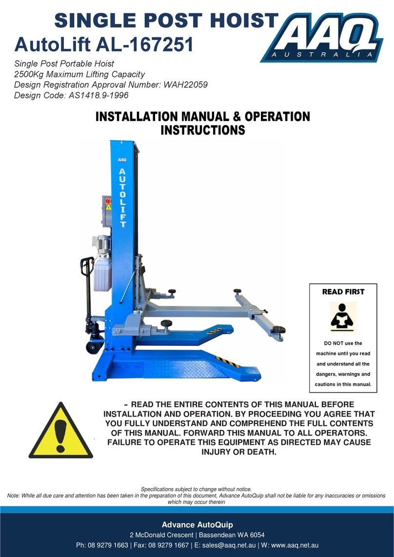 AAQ AutoLift AL-167251 Installation manual & operation instructions