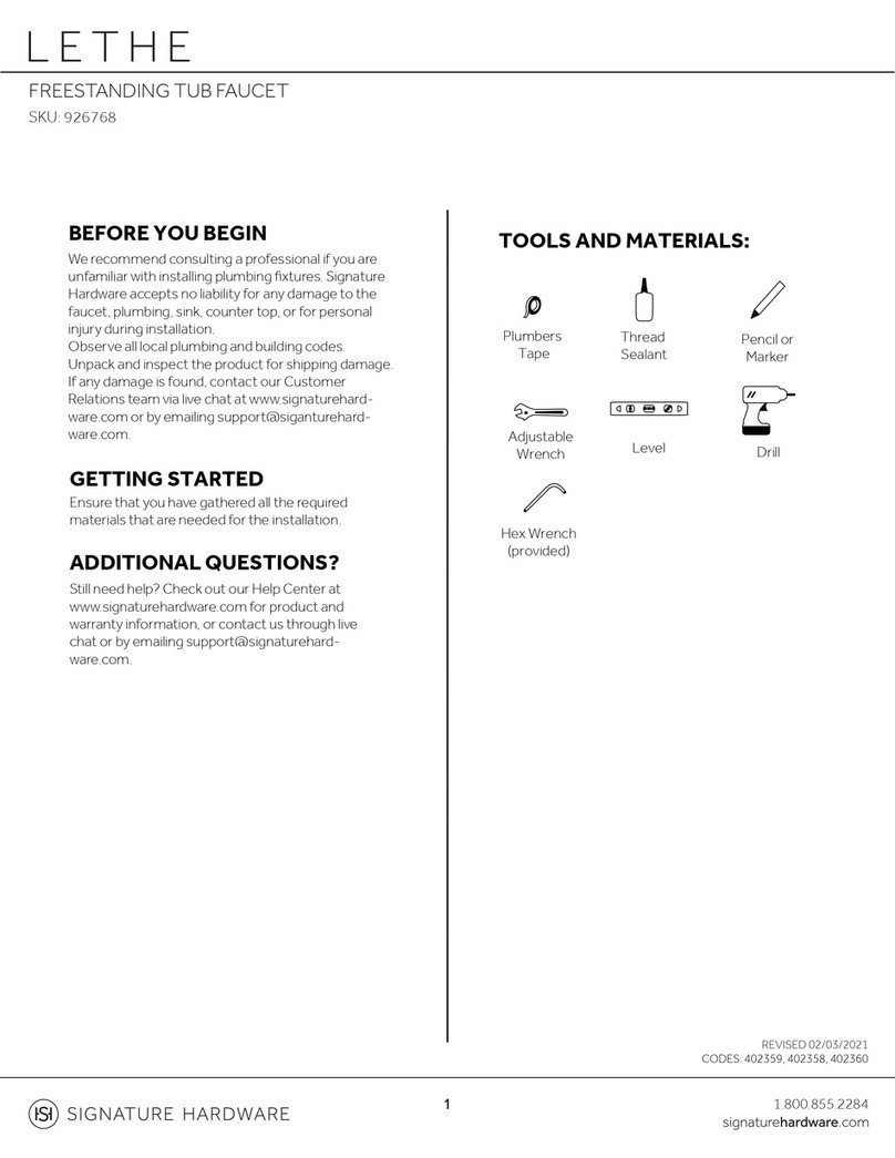 Signature Hardware LETHE 926768 User manual Signature Hardware LETHE 926768 User manual