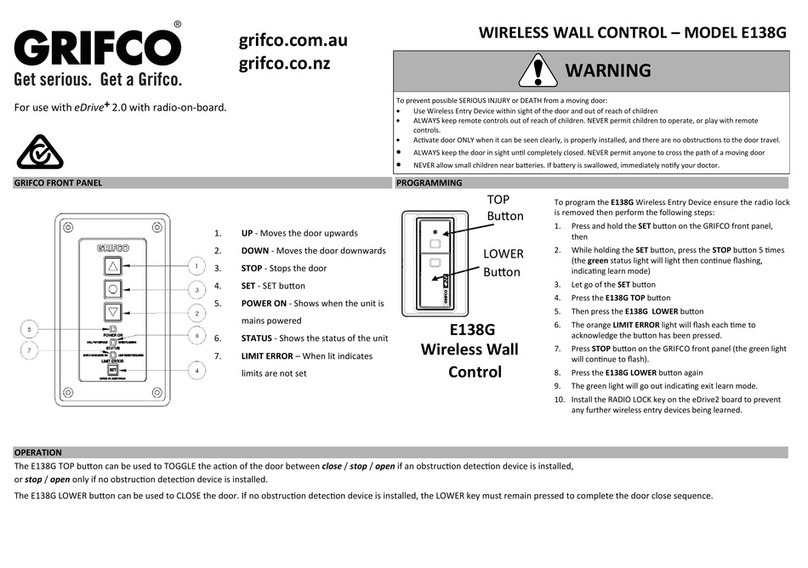 Grifco E138G quick start guide