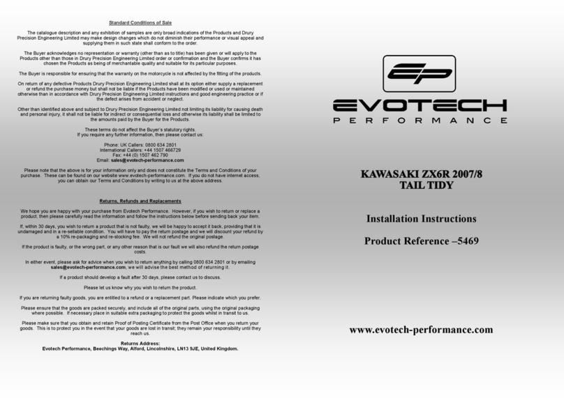 Evotech Performance KAWASAKI ZX6R 2007/8 installation instructions