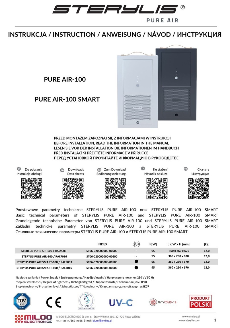 MILOO-ELECTRONICS STERYLIS PURE AIR-100 instructions