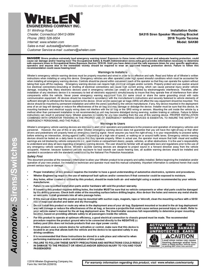 Whelen Engineering Company SAK60 installation guide