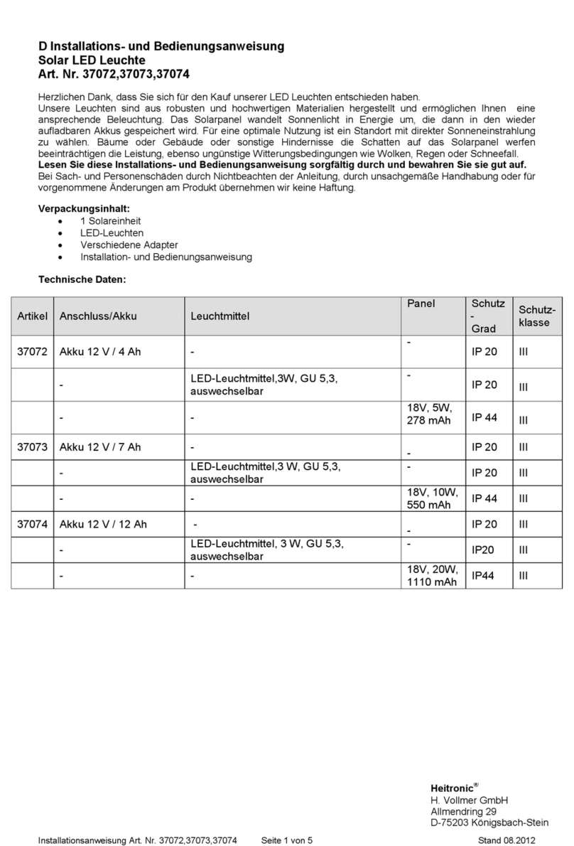 Heitronic 37072 Installation and operating instructions