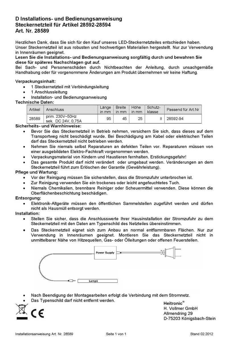 Heitronic 28589 Installation and operating instructions