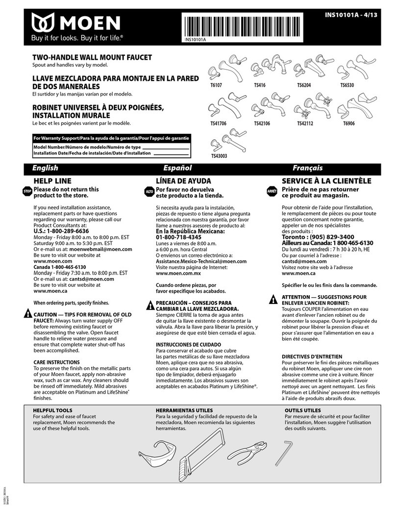 Moen TS416 installation instructions