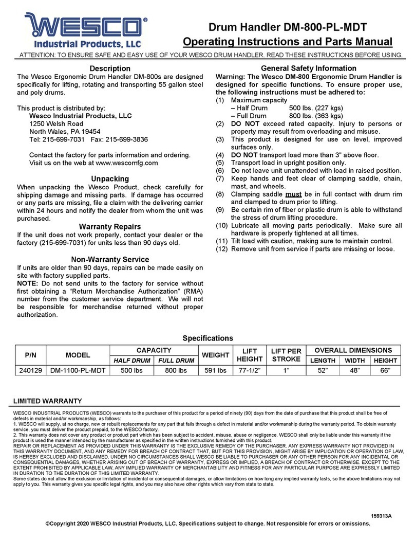 Wesco DM-800-PL-MDT Operating instructions and parts manual Wesco DM-800-PL-MDT Operating instructions and parts manual