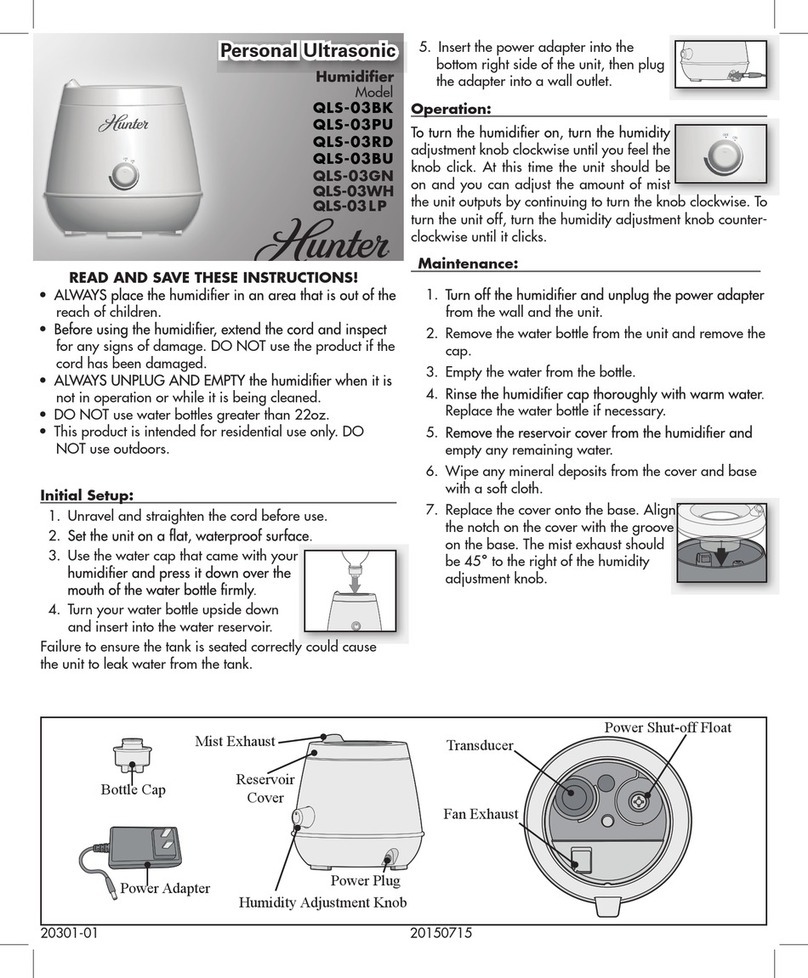 Hunter Personal Ultrasonic QLS-03 LP quick start guide