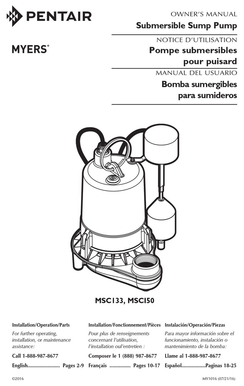 Pentair MYERS MSCI50 Series owner's manual