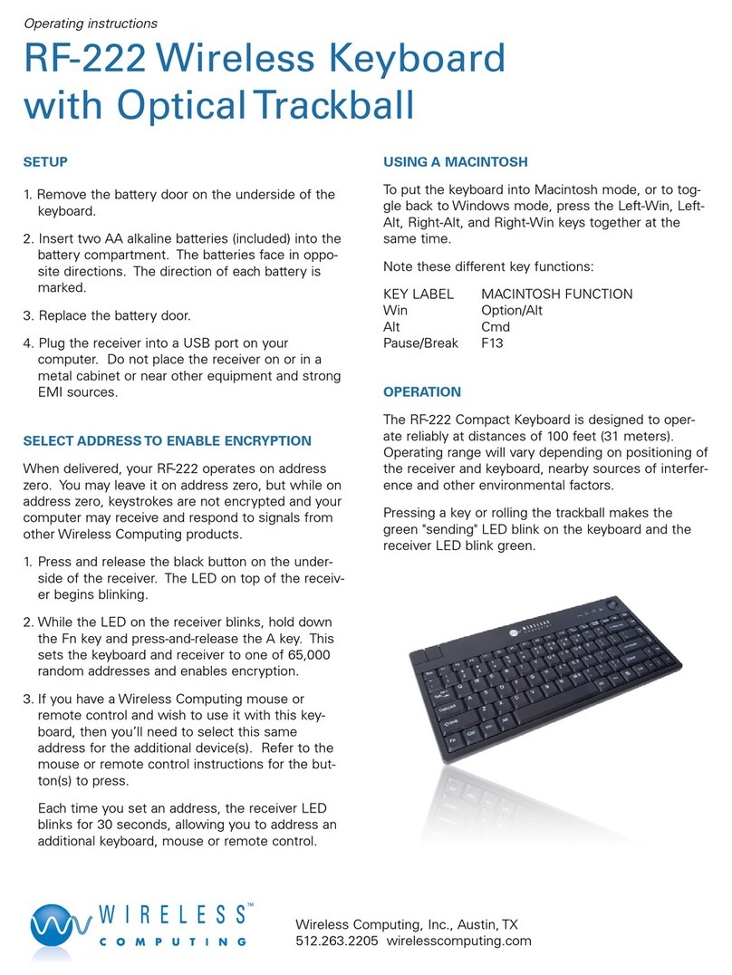 Wireless Computing RF-222 operating instructions