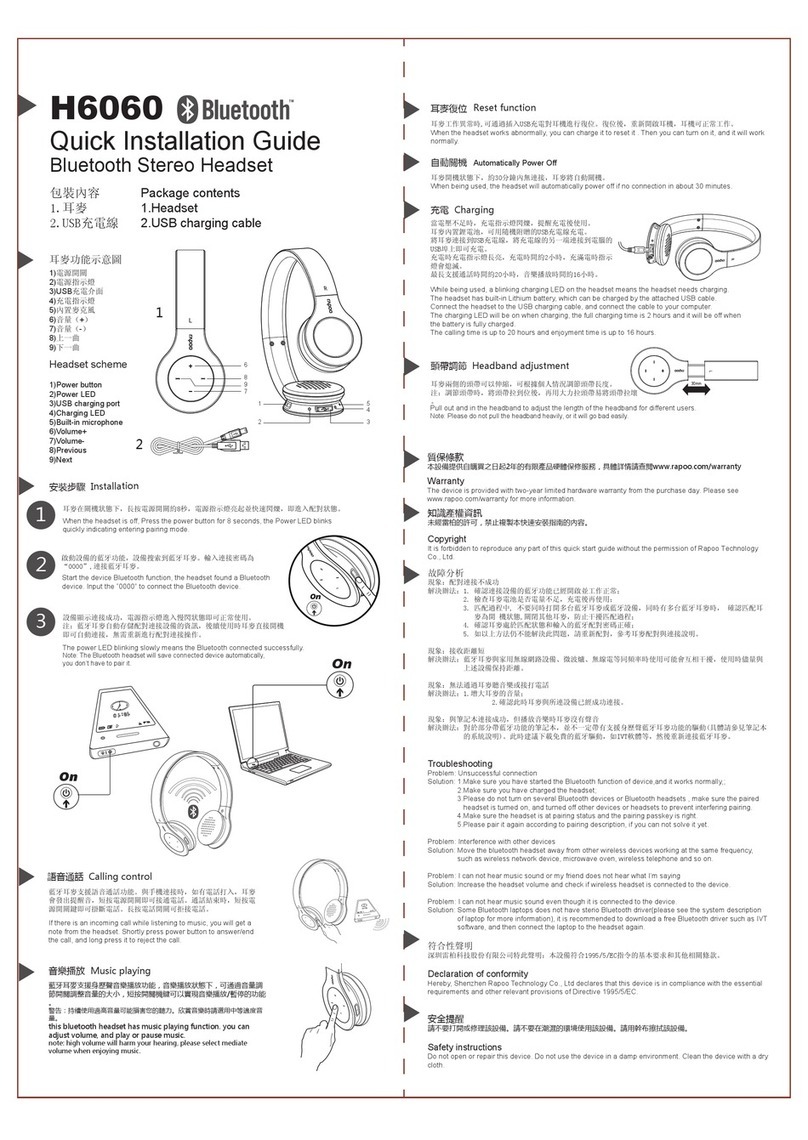 Rapoo H6060 Quick installation guide
