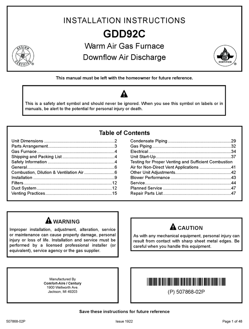 Comfortaire GDD92C installation instructions