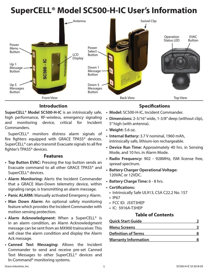 Grace Industries SuperCELL SC500-H-IC User information Grace Industries SuperCELL SC500-H-IC User information