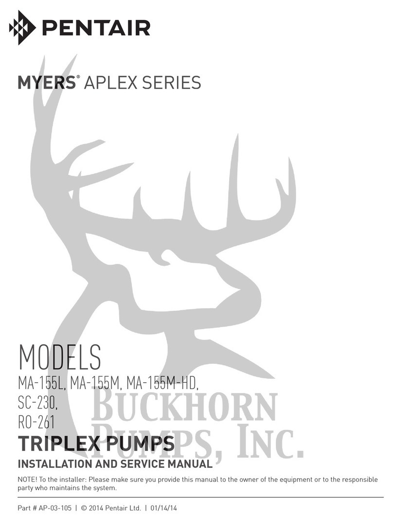 Pentair MYERS APLEX Series Installation and service manual Pentair MYERS APLEX Series Installation and service manual