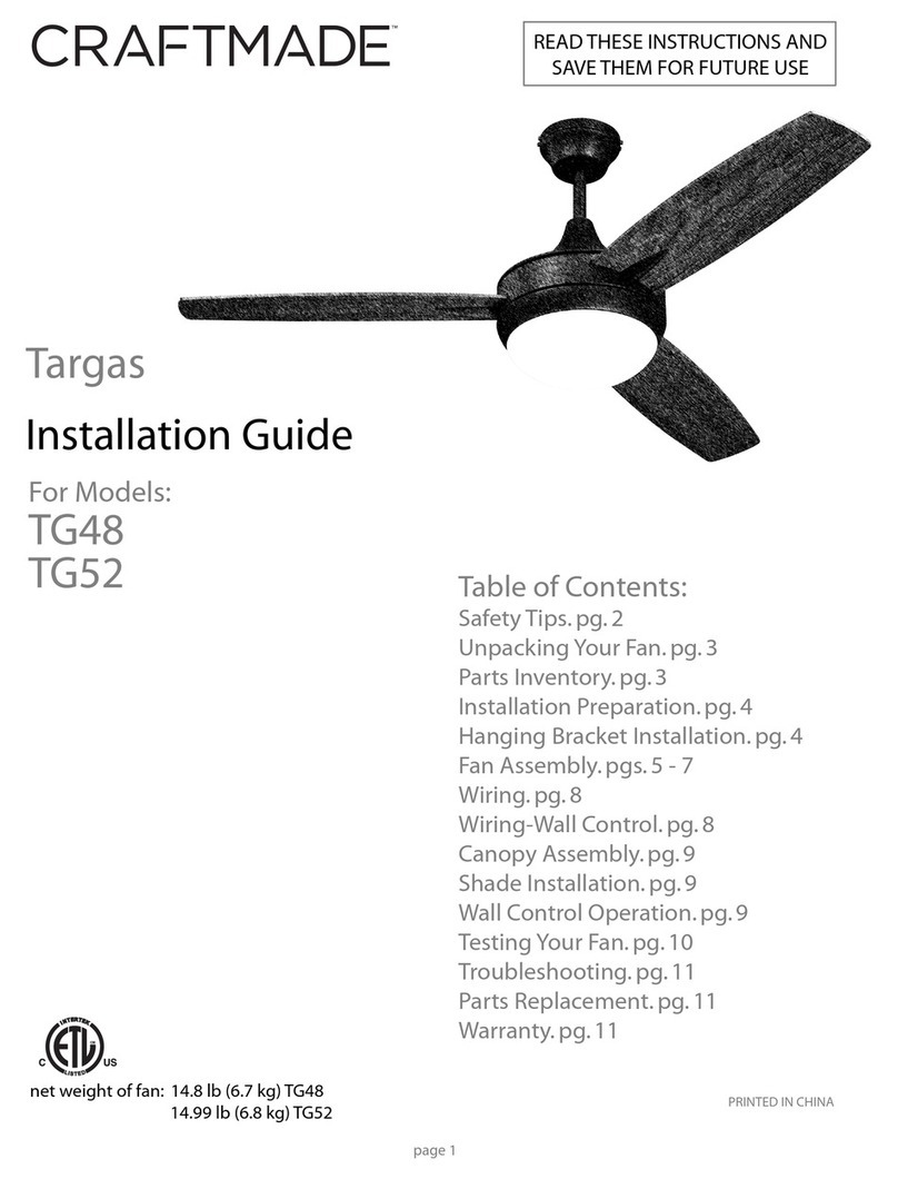 Craftmade Targas TG48W3 User manual