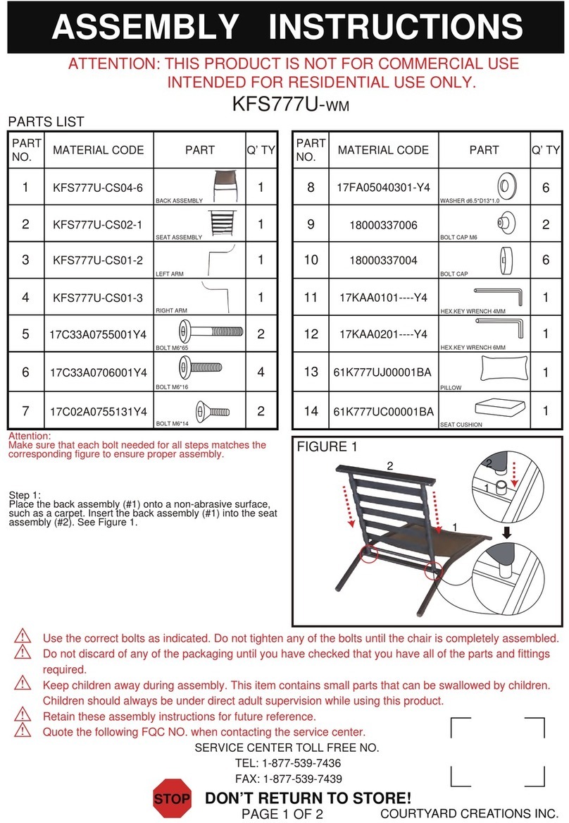 Courtyard Creations KFS777U- Assembly instructions