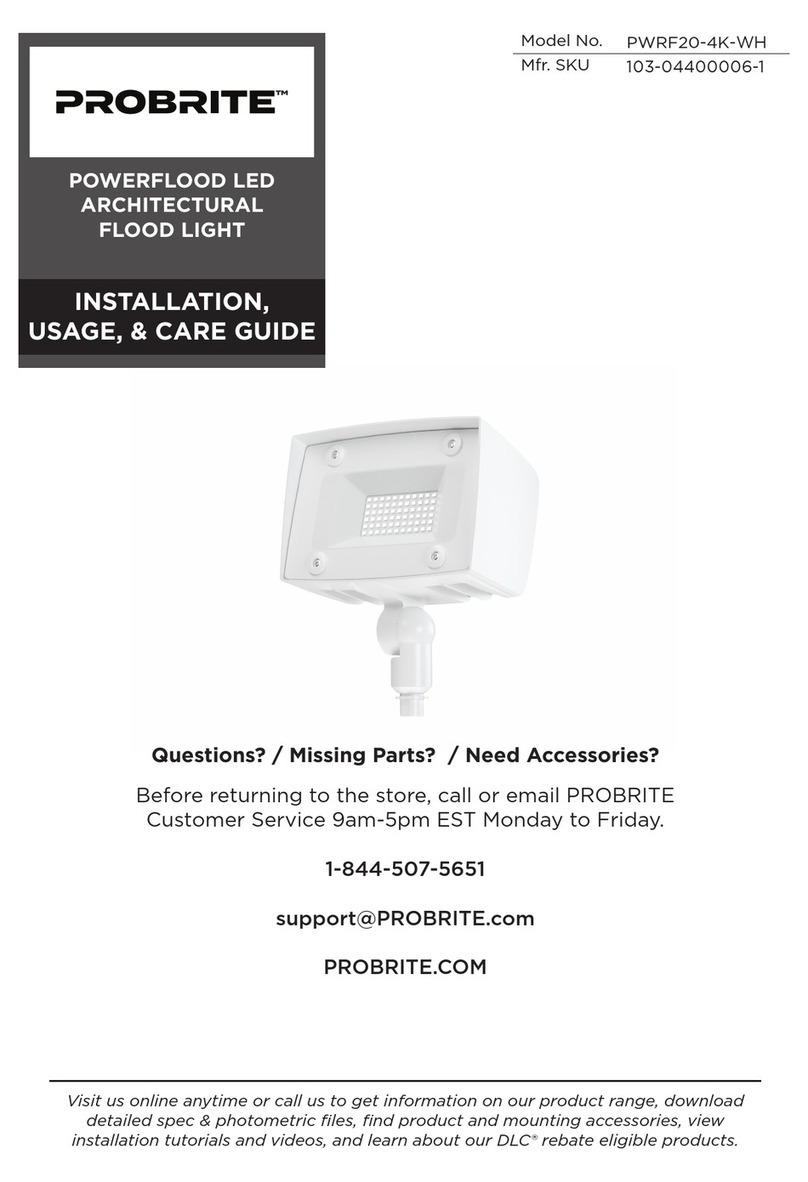 Probrite PWRF20-4K-WH INSTALLATION, USAGE, & CARE GUIDE