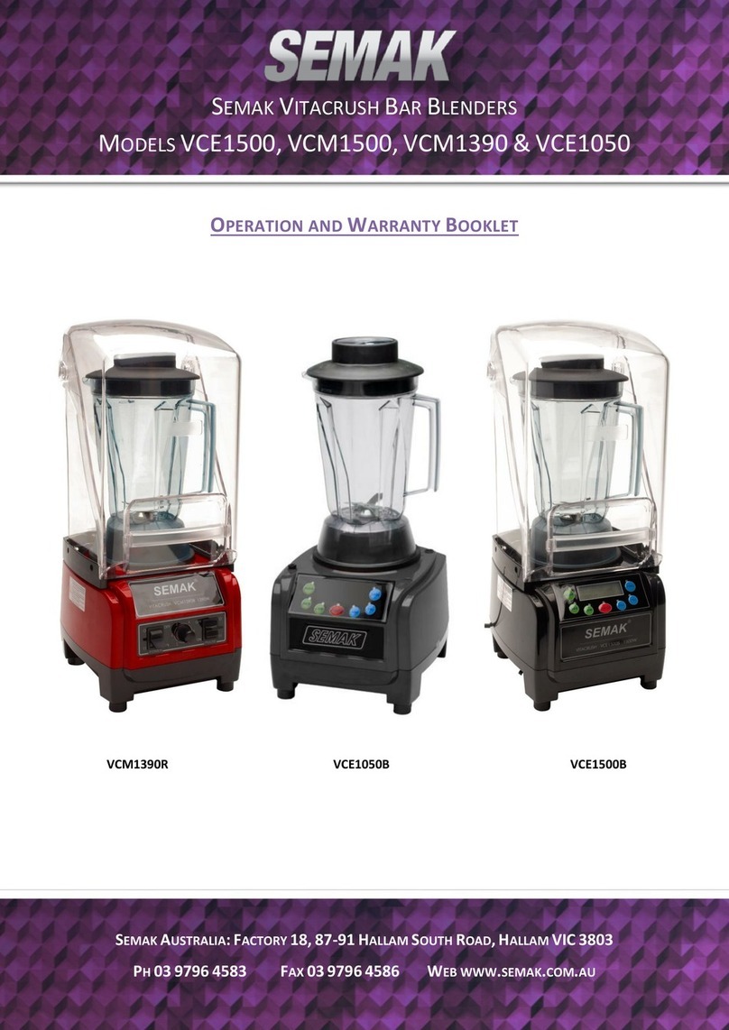 SEMAK VCE1500 Operation and warranty booklet