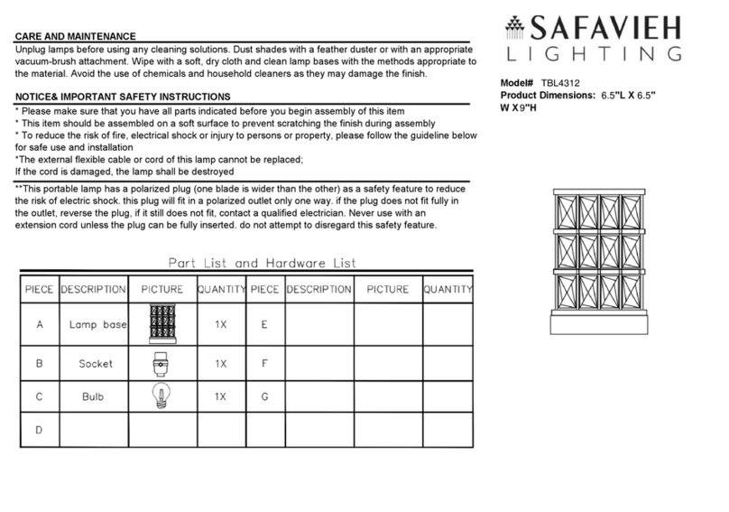 Safavieh TBL4312 quick start guide