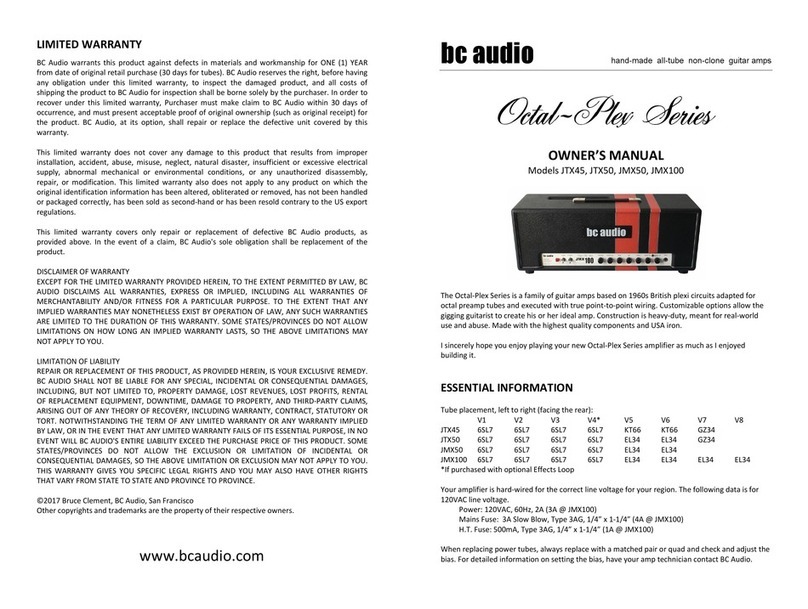 BC Audio Octal-Plex Series owner's manual