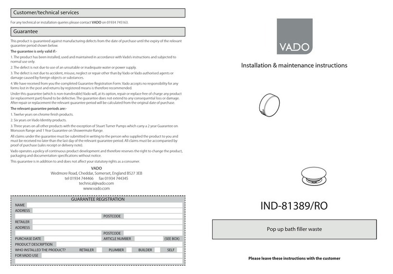 VADO IND-81389/RO Installation & maintenance instructions VADO IND-81389/RO Installation & maintenance instructions