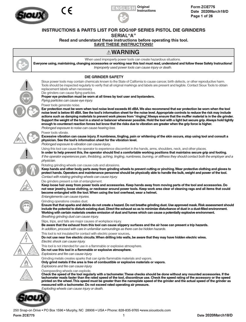 Sioux Tools SDG10P Series Operation manual