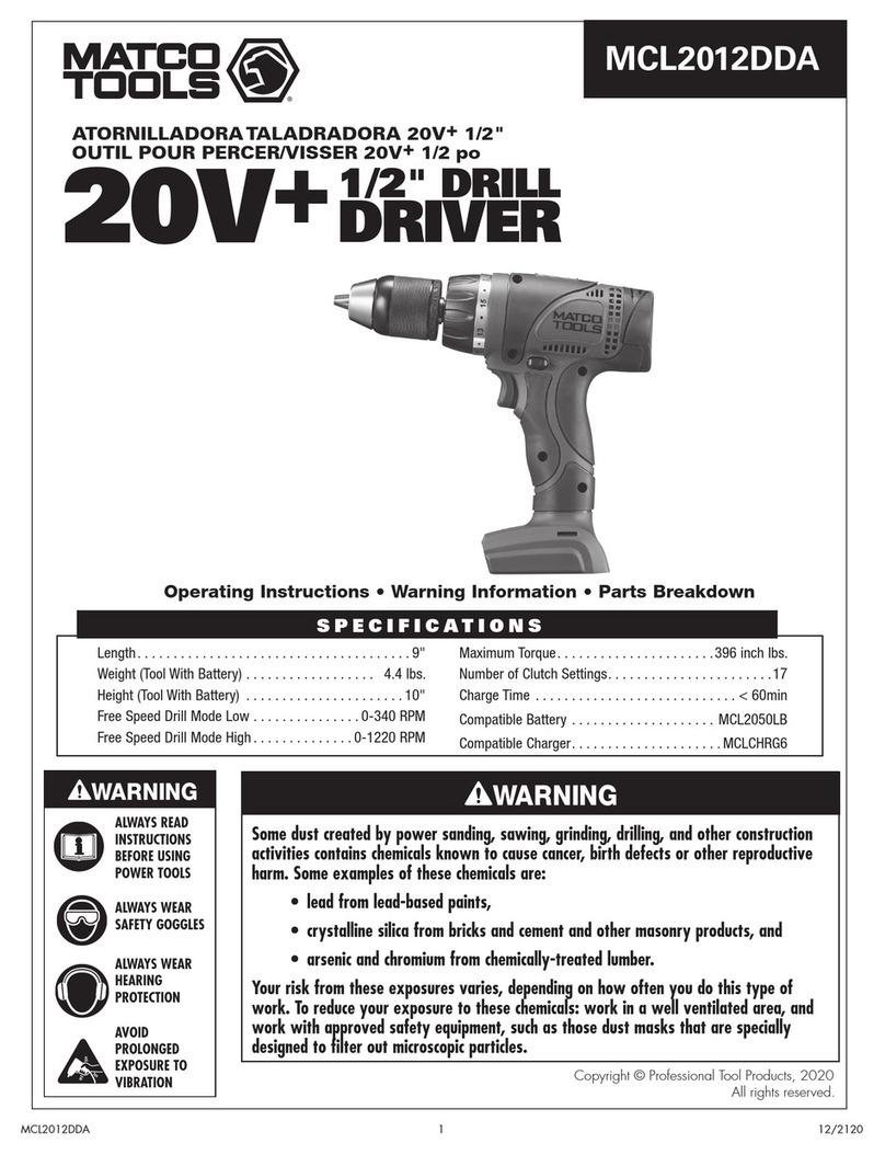 Matco Tools MCL2012DDA operating instructions