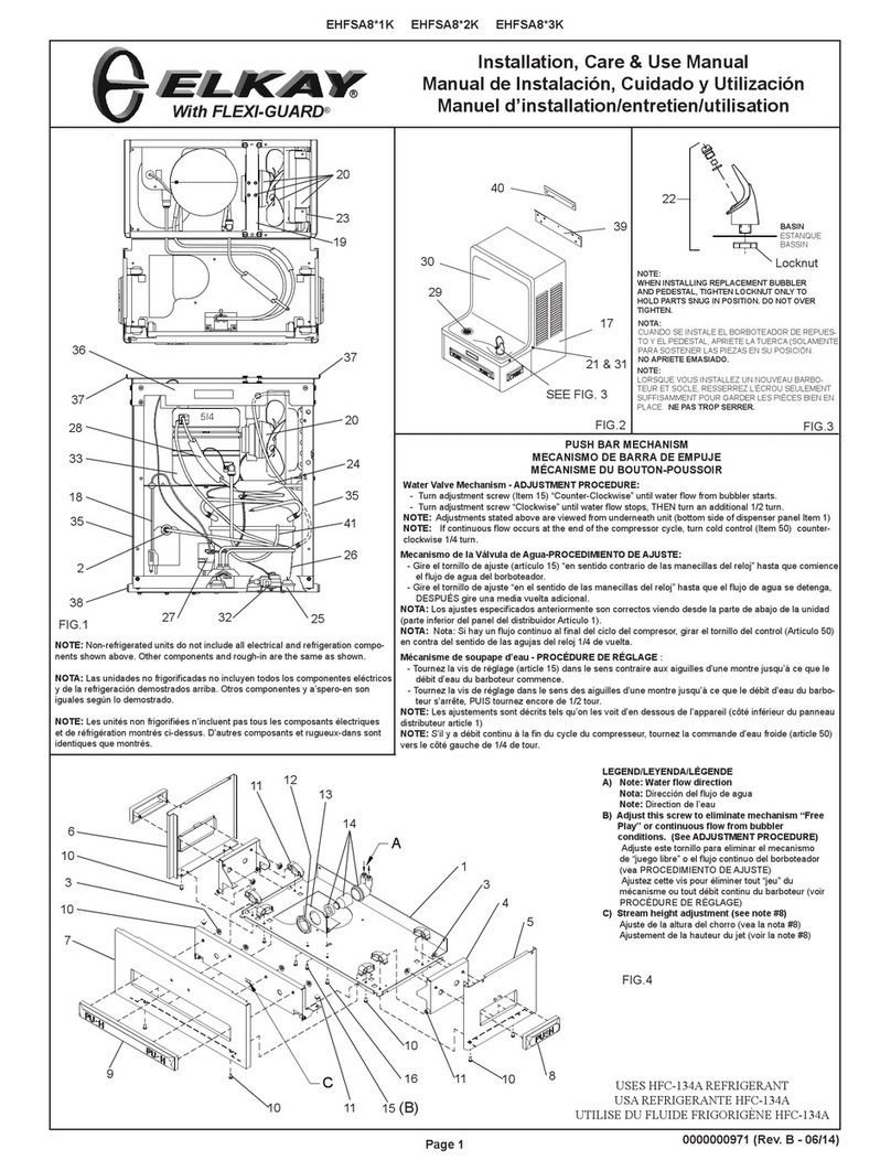 Elkay EHFSA8 1K Series Installation, care & use manual
