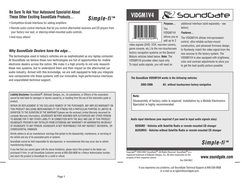 SoundGate VIDGM1V4 manual